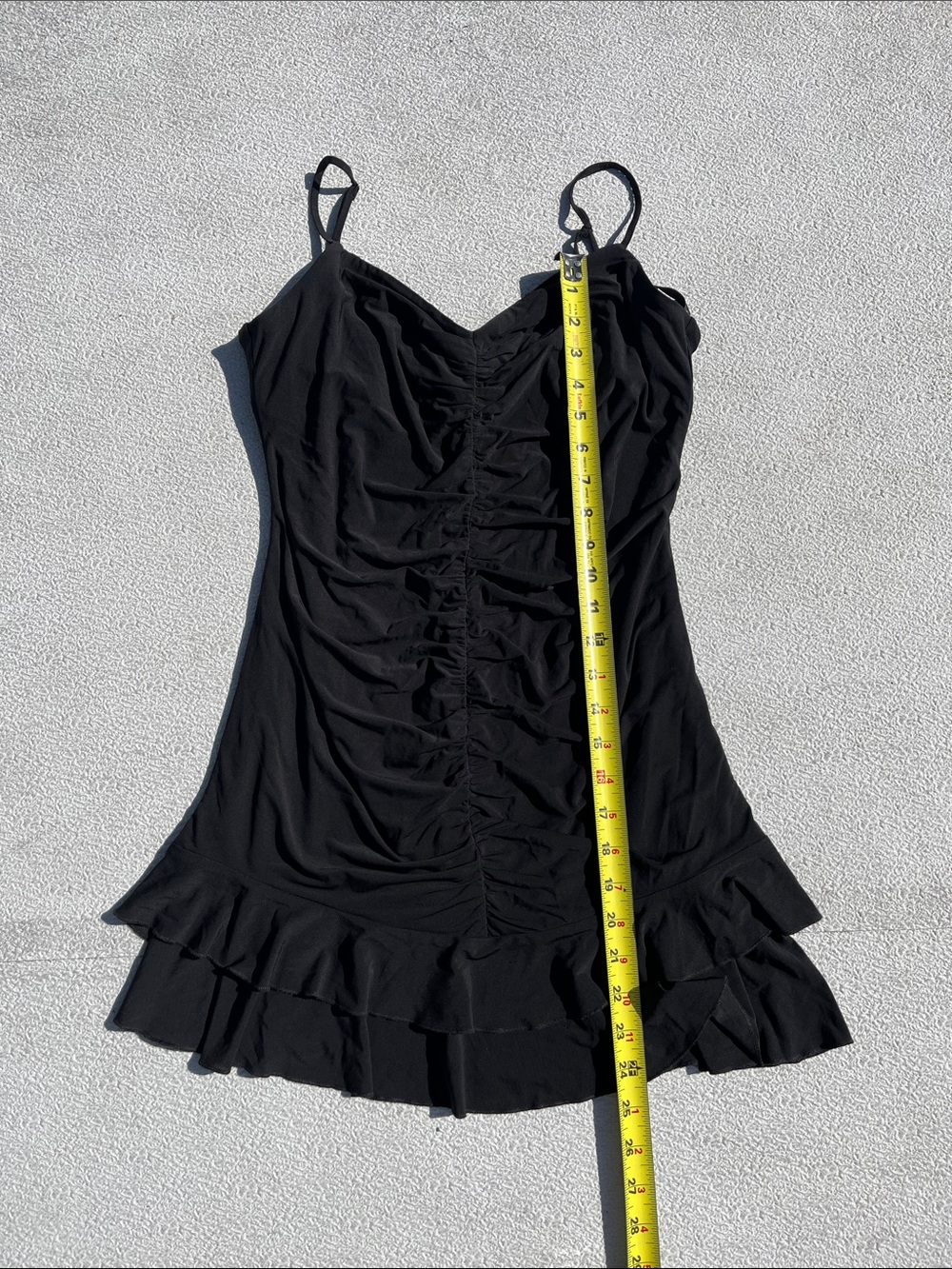 BCBGMaxAzria Black Ruched Ruffle Slip Dress - Picture 4 of 8